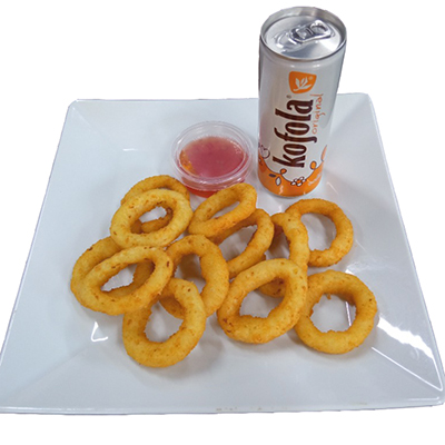 109. Cibulové kroužky + Dejsi omáčka + Kofola 0,25l